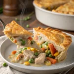 Fresh chicken breasts and vegetables prepped for chicken pot pie recipe