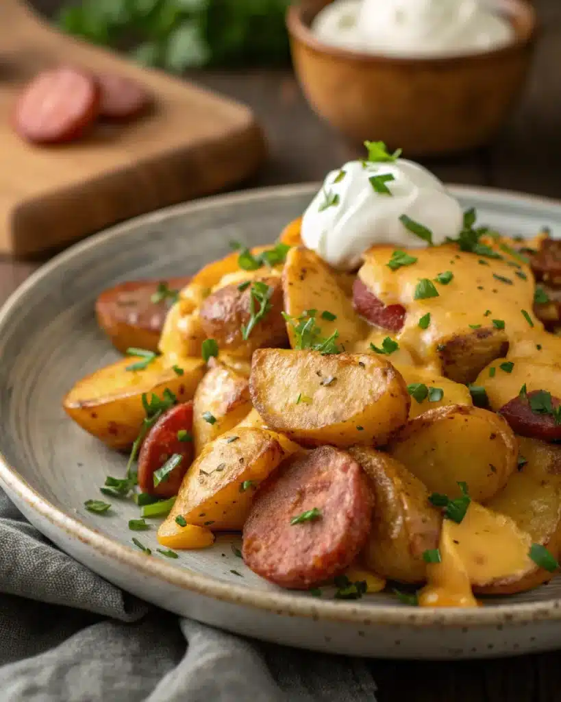 Cheesy Ranch Potatoes and Smoked Sausage