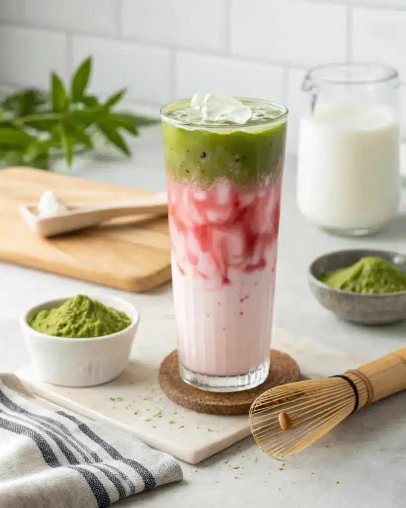 Strawberry matcha latte
