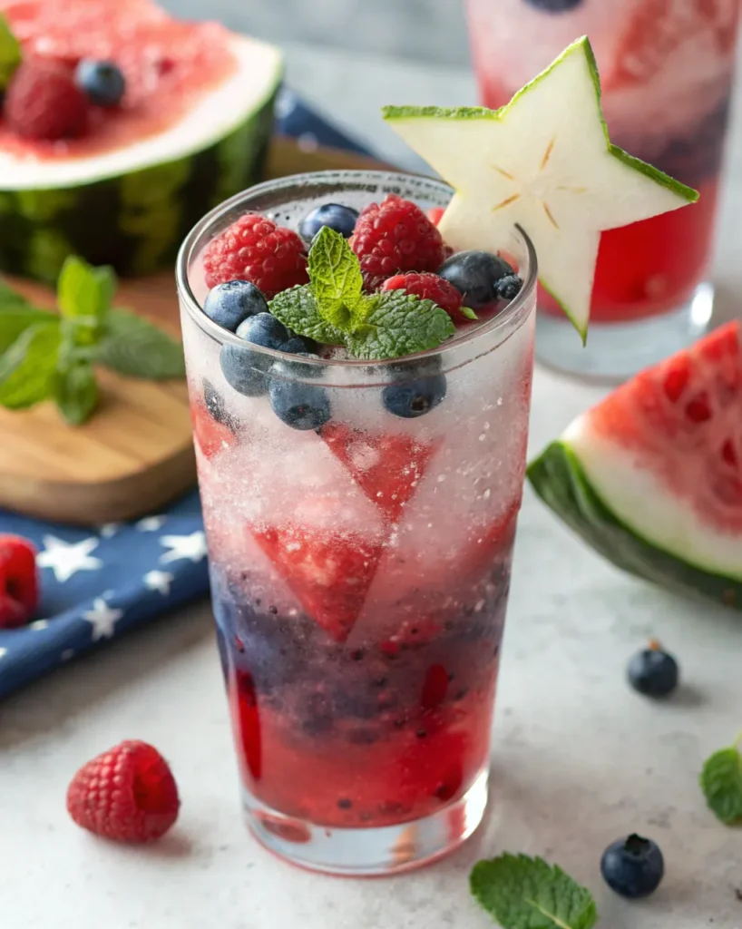 Festive Red, White, and Blue Mojito