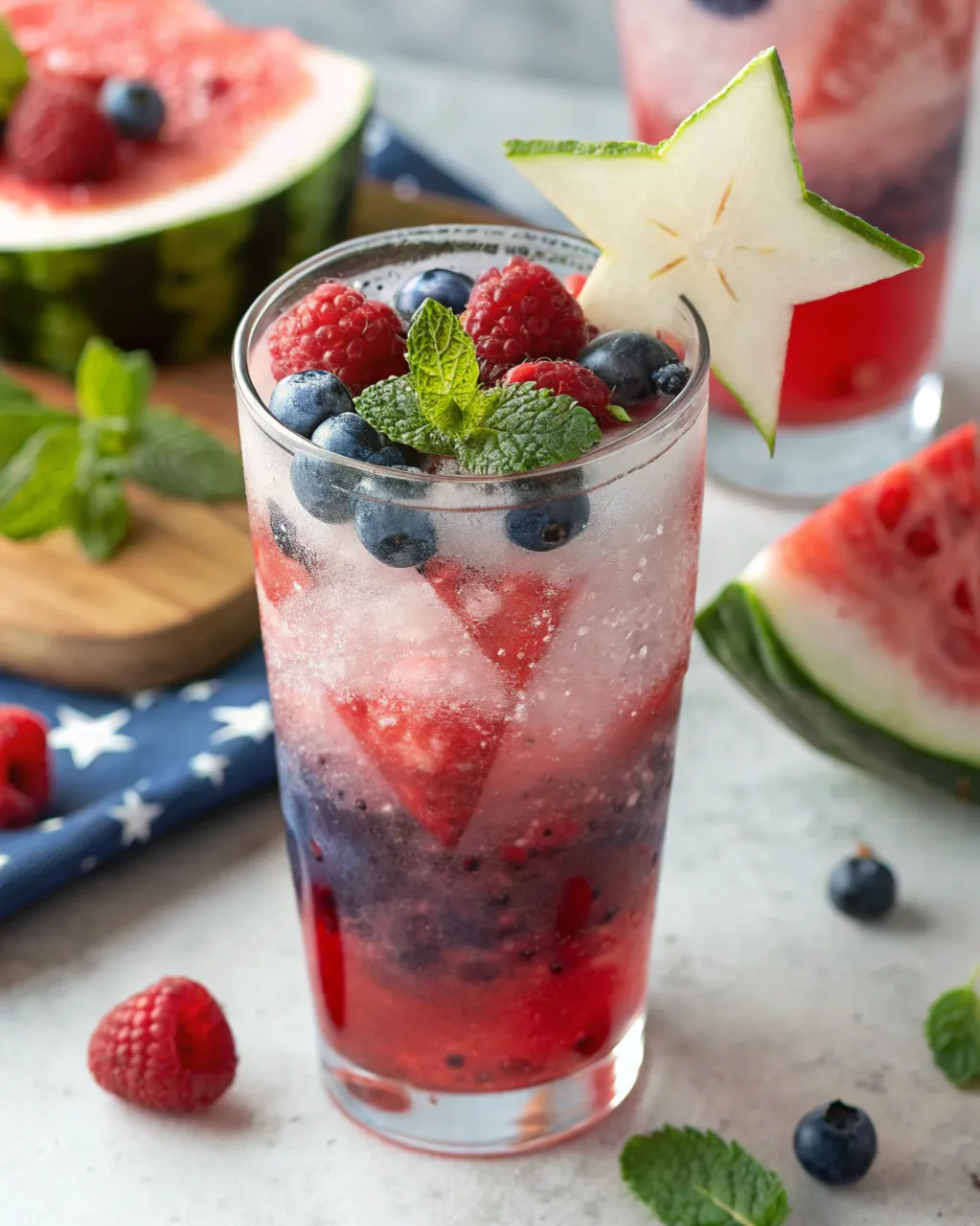 Festive Red, White, and Blue Mojito