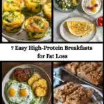 high-protein breakfasts including egg bites, omelets, plantains with eggs, and egg burrito
