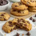 Soft chocolate chip cookies with gooey centers and melty chocolate chips.