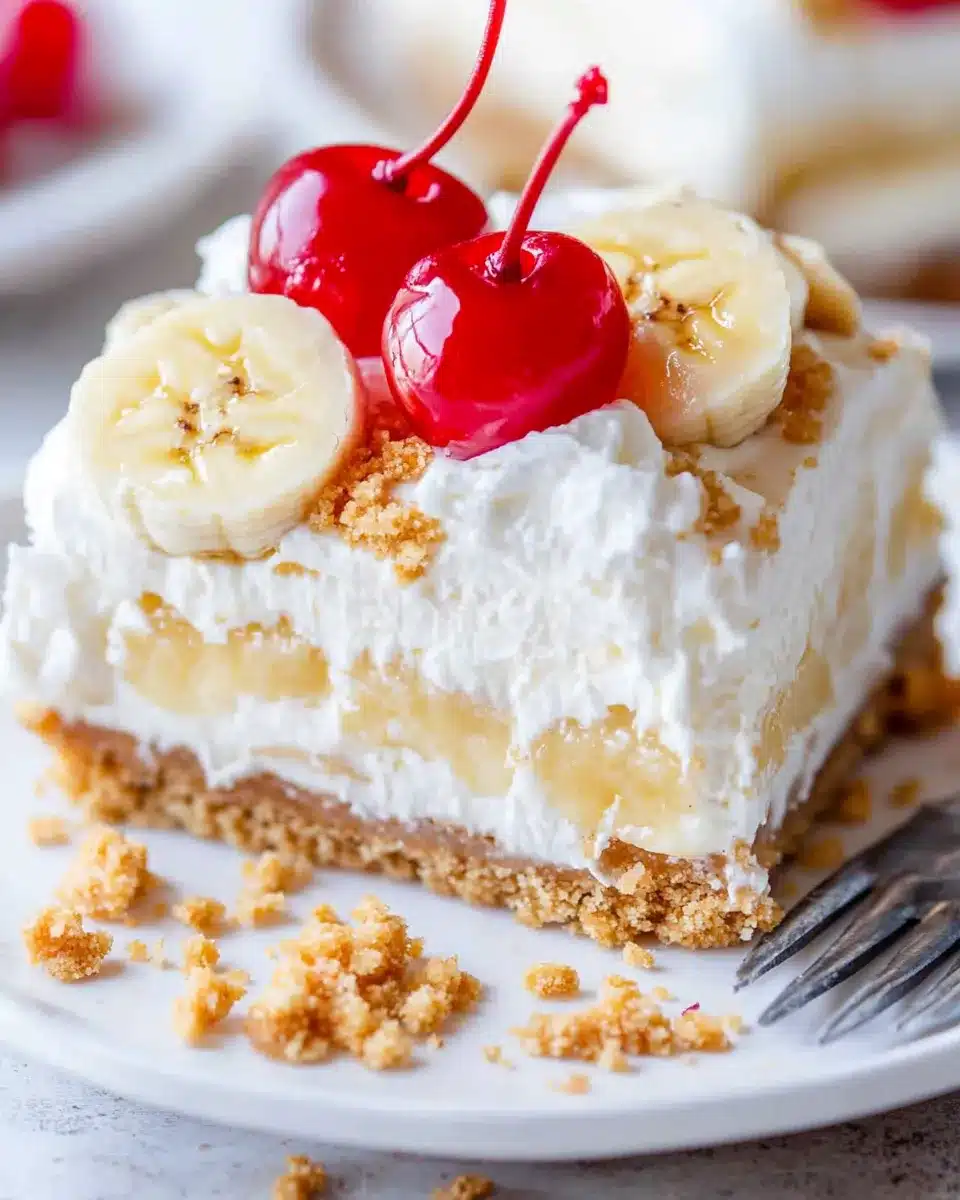 NO BAKE banana split cake