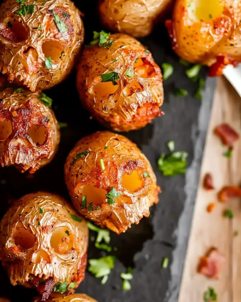 Crispy roasted skull-shaped Halloween potatoes with herbs