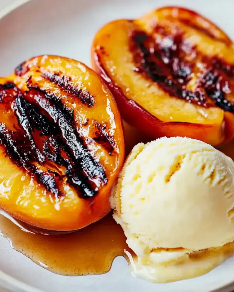 Grilled Peaches with Vanilla Ice Cream