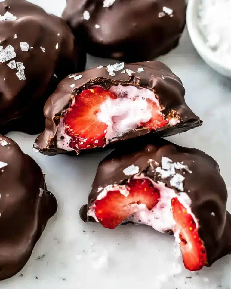 Chocolate strawberry frozen yogurt bites with sea salt