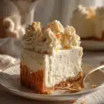 Creamy marshmallow whip cheesecake slice with thick graham crust