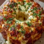 Bundt-style chicken Alfredo monkey bread with melted mozzarella