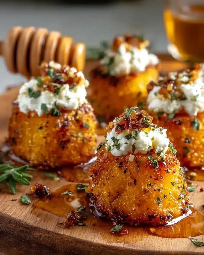 Crispy Butternut Squash Bites With Hot Honey Feta Drizzle are everything you want in a snack — sweet, spicy, creamy, and downright addictive.
