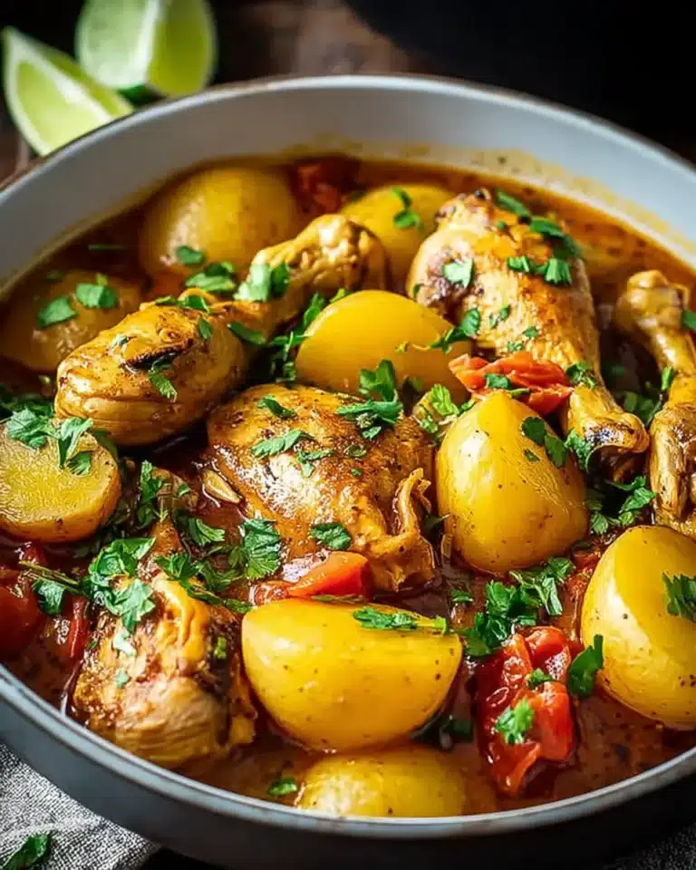 Traditional Colombian chicken and potato stew with cilantro and lime