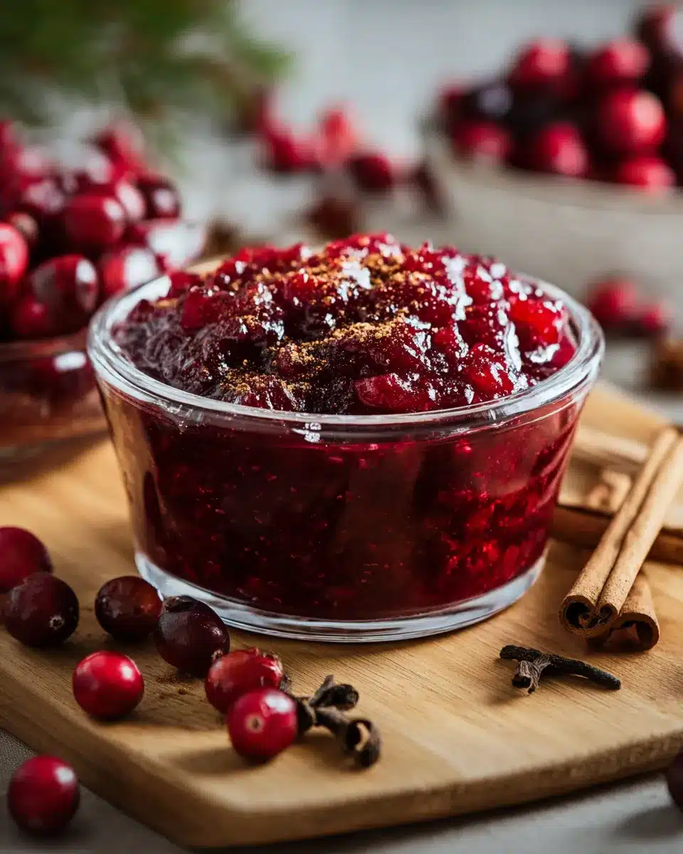 Holiday cranberry sauce with cinnamon and cloves