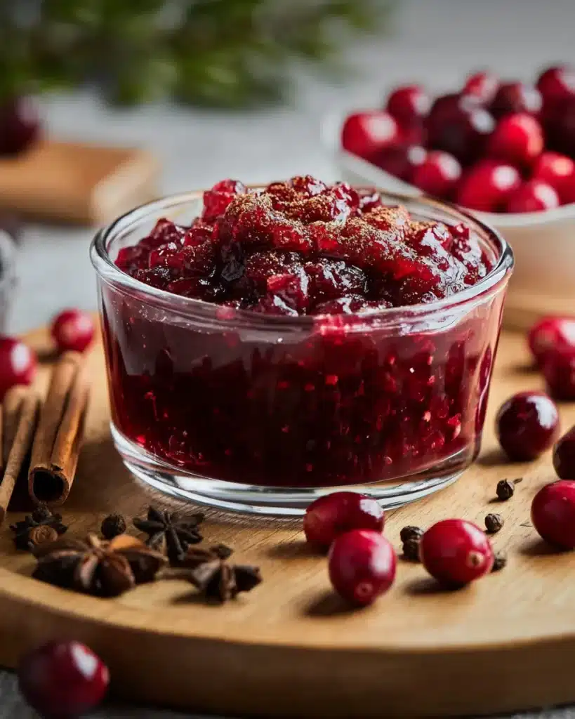 Spiced Cranberry Sauce Recipe with cinnamon and star anise